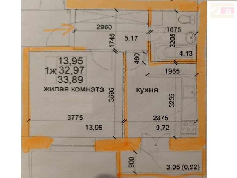 Продажа 1-комнатной квартиры, Придорожный, улица Алабина,  8