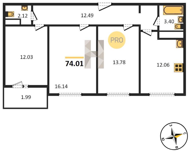 Продажа 3-комнатной новостройки, Лопатино