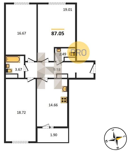 Продажа 3-комнатной новостройки, Лопатино